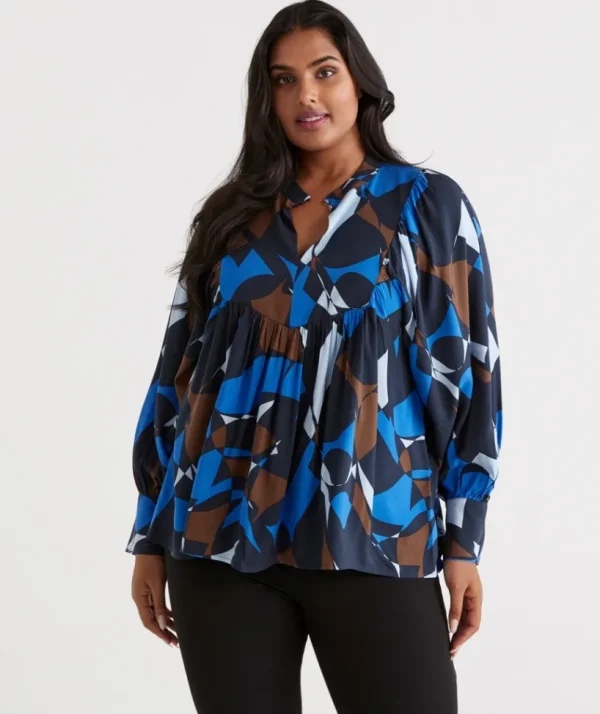 Sussan Abstract Geometric Detail Blouse-Women Shirts