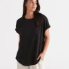 Sussan Australia Cotton Extended Roll Cuff Tee-Women T-Shirts & Tanks