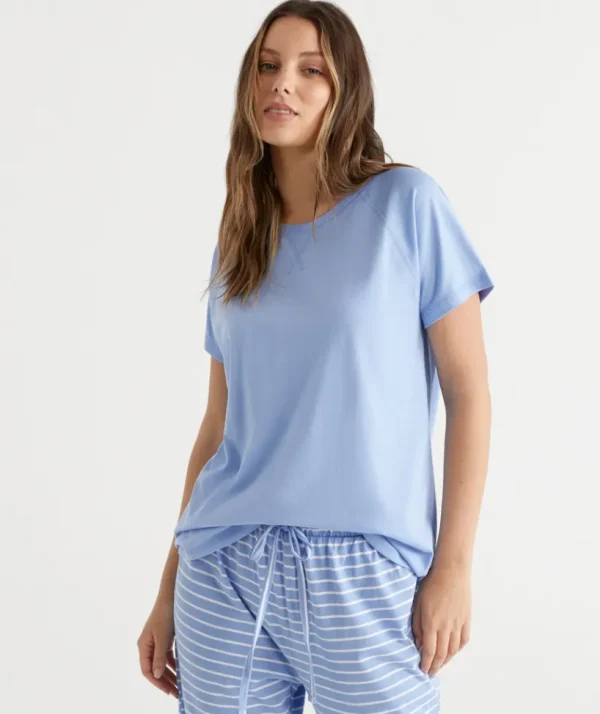 Sussan Australian Cotton Contrast Trim Pyjama Top-Women Pyjama Tops