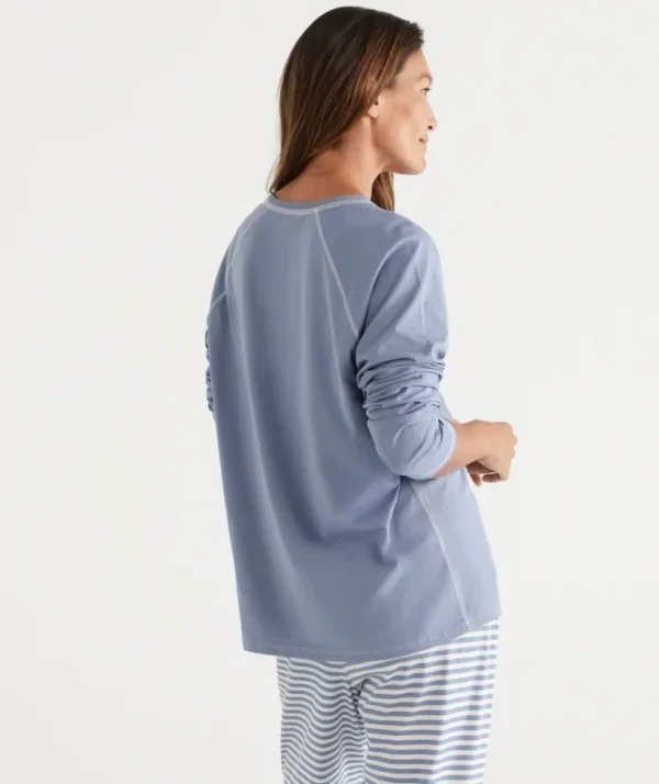 Sussan Australian Cotton Contrast Trim Pyjama Long Sleeve Top-Women Pyjama Tops