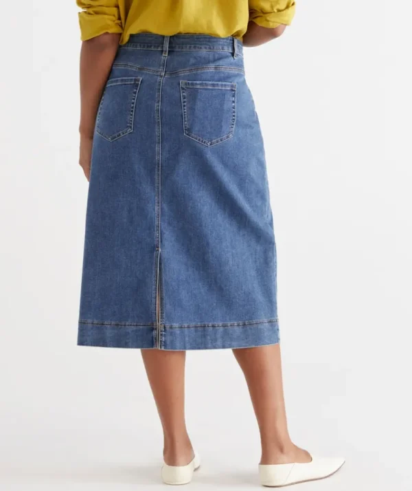 Sussan Australian Cotton Denim Midi Skirt-Women Skirts