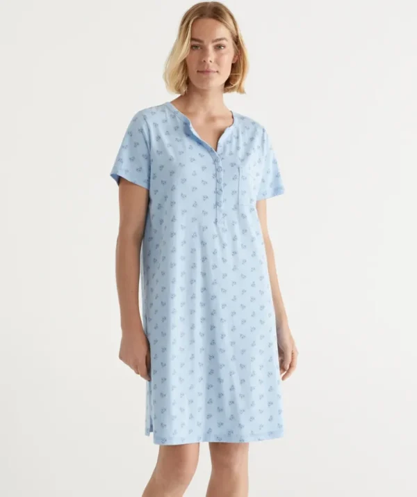 Sussan Australian Cotton Floral Henley Nightie-Women Nighties