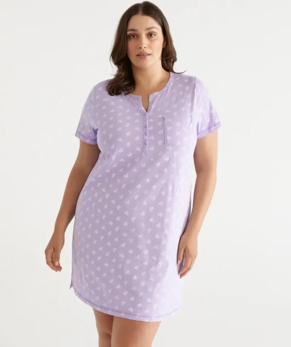 Sussan Australian Cotton Floral Henley Nightie-Women Nighties