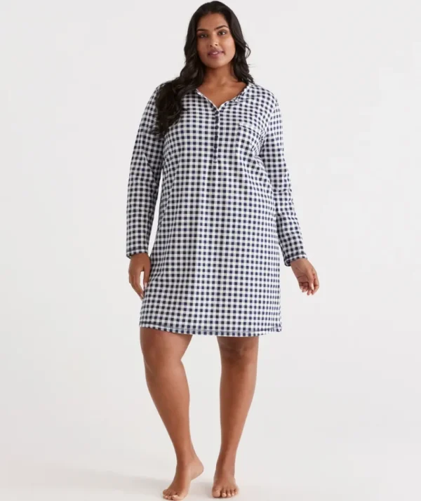 Sussan Australian Cotton Gingham Long Sleeve Night-Women Nighties