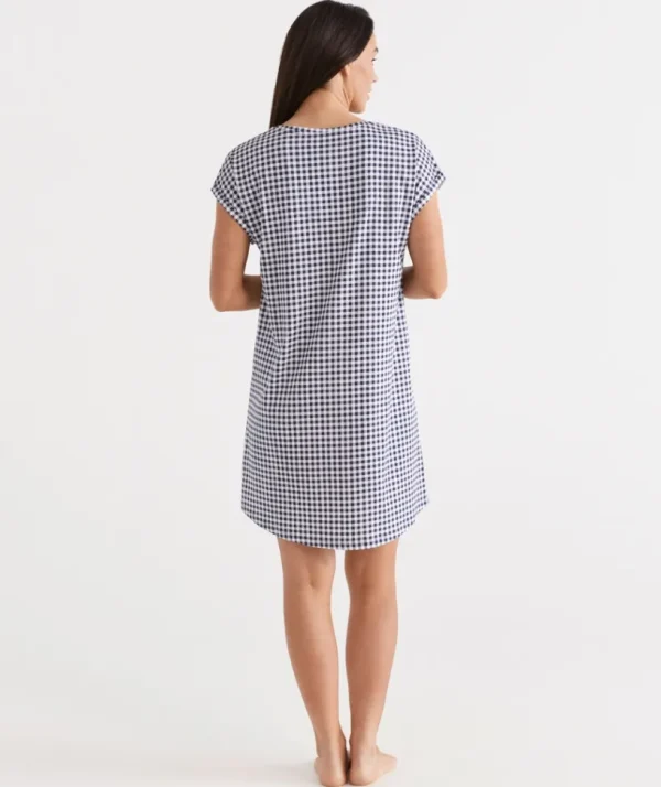 Sussan Australian Cotton Gingham V-Neck Nightie-Women Nighties