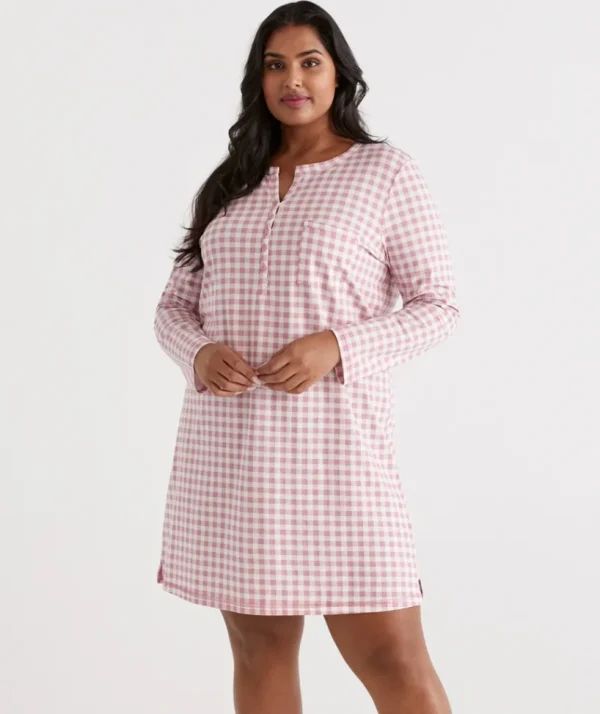 Sussan Australian Cotton Gingham Long Sleeve Night-Women Nighties