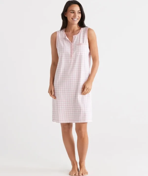 Sussan Australian Cotton Gingham Sleeveless Nightie-Women Nighties