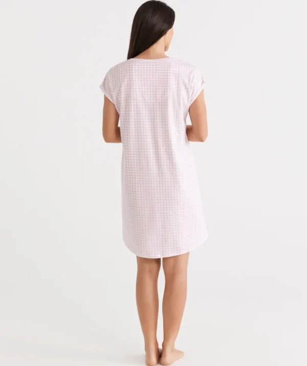 Sussan Australian Cotton Gingham V-Neck Nightie-Women Nighties