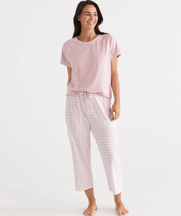 Sussan Australian Cotton Gingham ¾ Pyjama Pant-Women Pyjama Bottoms