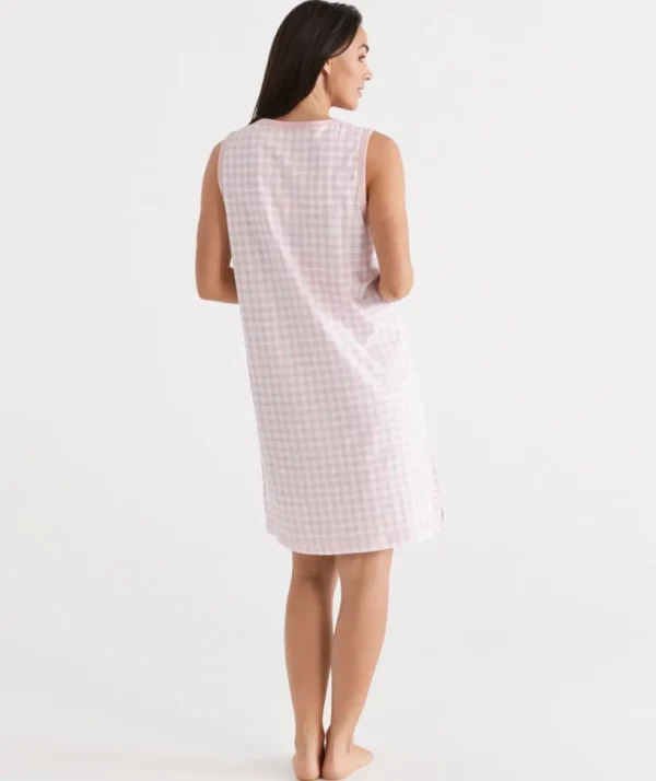 Sussan Australian Cotton Gingham Sleeveless Nightie-Women Nighties