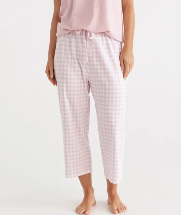 Sussan Australian Cotton Gingham ¾ Pyjama Pant-Women Pyjama Bottoms