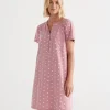 Sussan Australian Cotton Heart Print Henley Nightie-Women Nighties