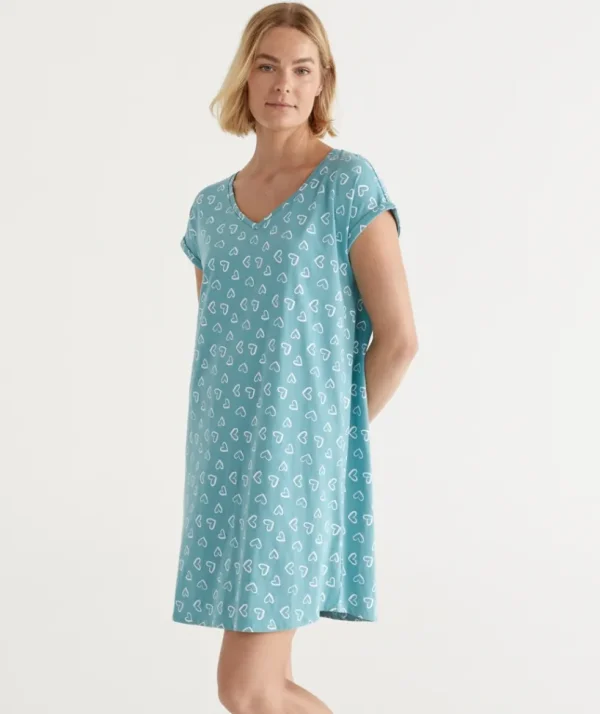 Sussan Australian Cotton Heart V Neck Nightie-Women Nighties