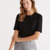 Sussan Australian Cotton Rib Elbow Sleeve Top-Women Tops