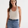 Sussan Australian Cotton Scoop Rib Tank-Women T-Shirts & Tanks