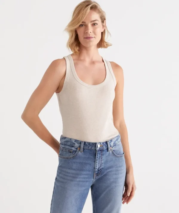 Sussan Australian Cotton Scoop Rib Tank-Women T-Shirts & Tanks