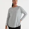 Sussan Australian Cotton Stripe Longline Tee-Women T-Shirts & Tanks