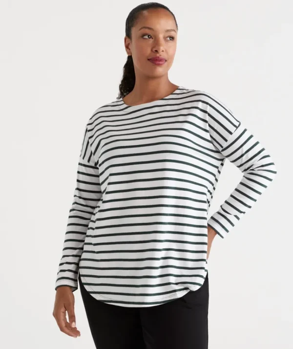 Sussan Australian Cotton Stripe Longline Tee-Women T-Shirts & Tanks