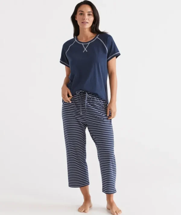 Sussan Australian Cotton Stripe ¾ Pyjama Pant-Women Pyjama Bottoms