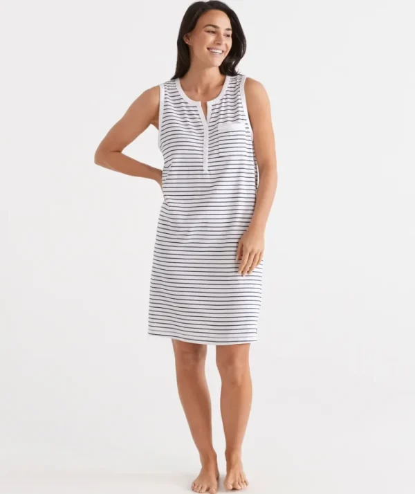 Sussan Australian Cotton Stripe Sleeveless Nightie-Women Nighties