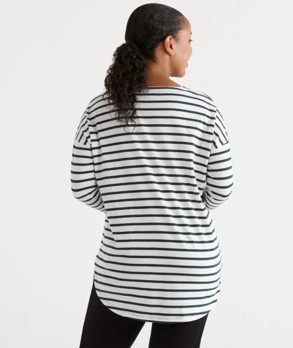 Sussan Australian Cotton Stripe Longline Tee-Women T-Shirts & Tanks