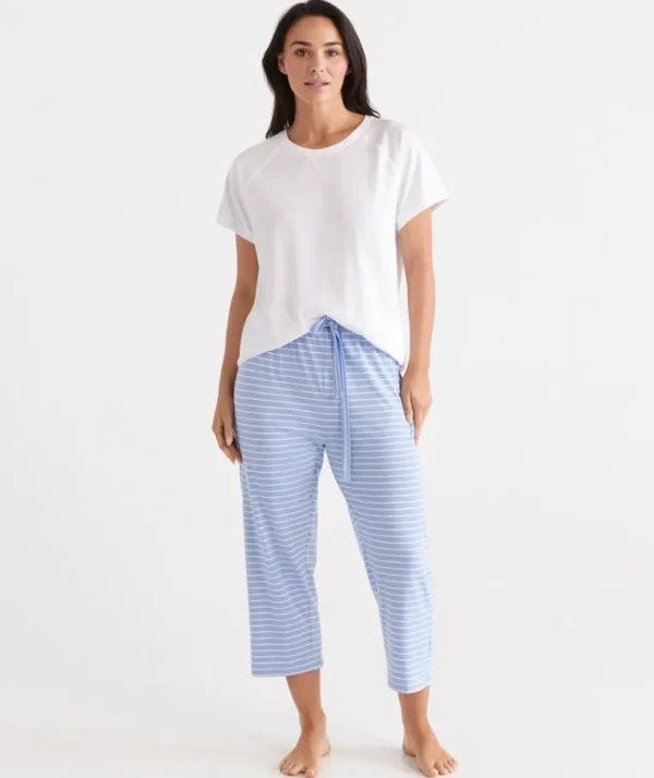 Sussan Australian Cotton Stripe ¾ Pyjama Pant-Women Pyjama Bottoms