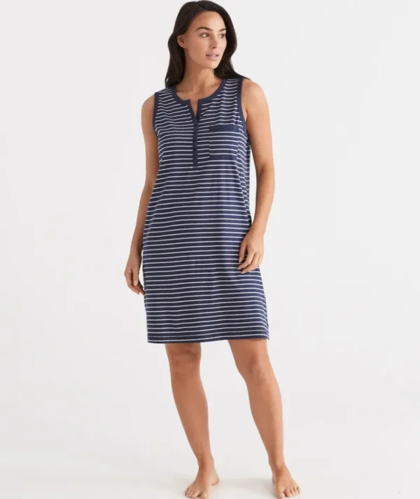 Sussan Australian Cotton Stripe Sleeveless Nightie-Women Nighties