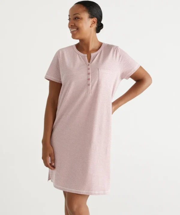 Sussan Australian Cotton Stripe Henley Nightie-Women Nighties