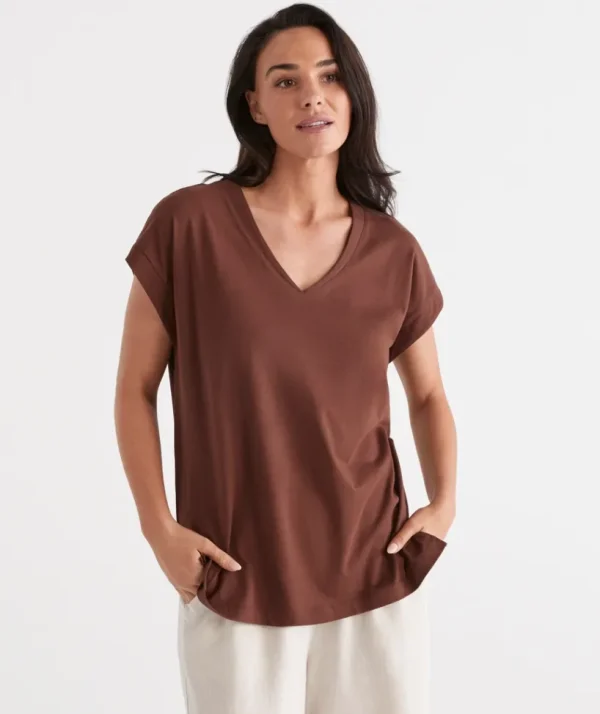 Sussan Australian Cotton V-Neck Tee-Women T-Shirts & Tanks