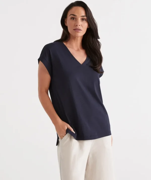 Sussan Australian Cotton V-Neck Tee-Women T-Shirts & Tanks