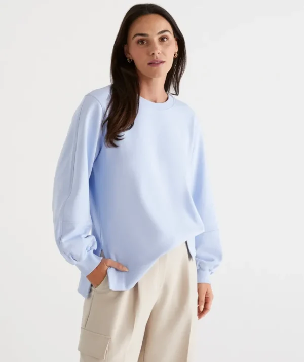 Sussan Blouson Sleeve Sweat-Women Tops