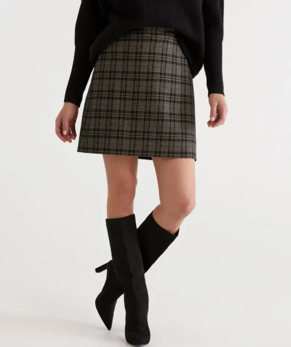 Sussan Check Mini Skirt-Women Skirts