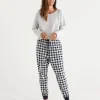 Sussan Check Print Australian Cotton Knit Pyjama Pant-Women Pyjama Bottoms