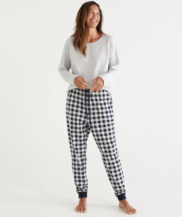 Sussan Check Print Australian Cotton Knit Pyjama Pant-Women Pyjama Bottoms