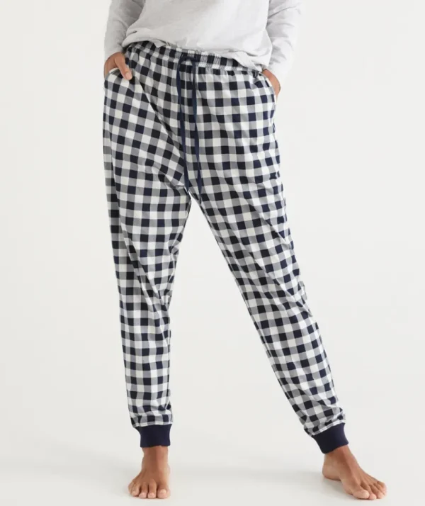 Sussan Check Print Australian Cotton Knit Pyjama Pant-Women Pyjama Bottoms