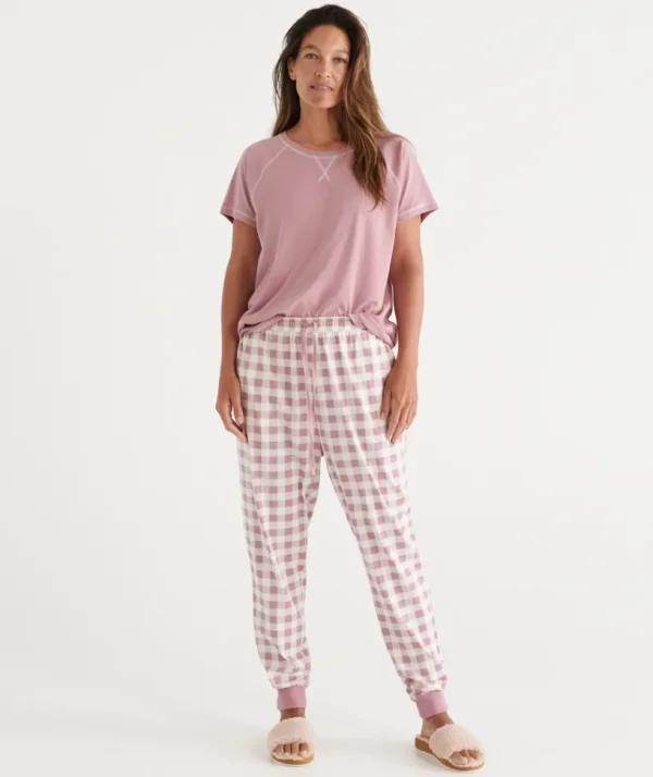 Sussan Check Print Australian Cotton Knit Pyjama Pant-Women Pyjama Bottoms