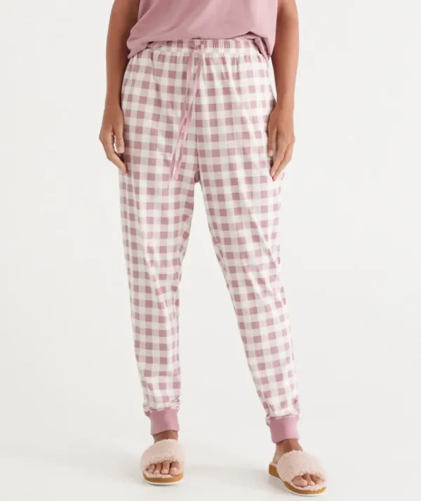 Sussan Check Print Australian Cotton Knit Pyjama Pant-Women Pyjama Bottoms