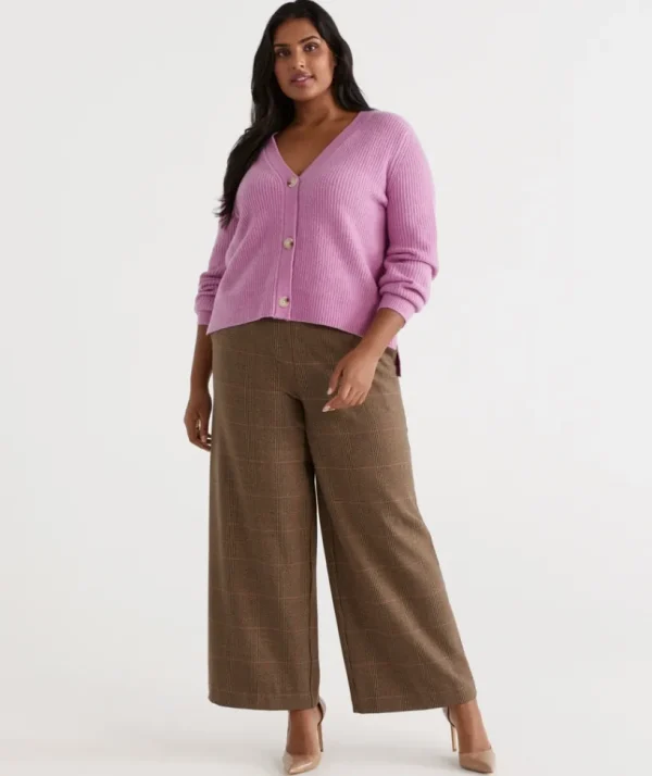 Sussan Check Wide Leg Pant-Women Pants