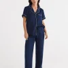 Sussan Contrast Longline Satin Pyjama Set-Women Pyjama Sets