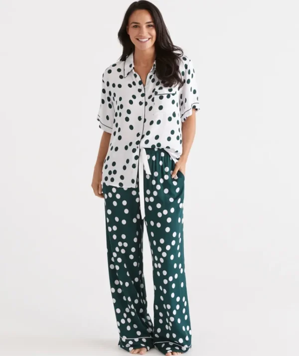 Sussan Contrast Spot Pyjama Set-Women Pyjama Sets