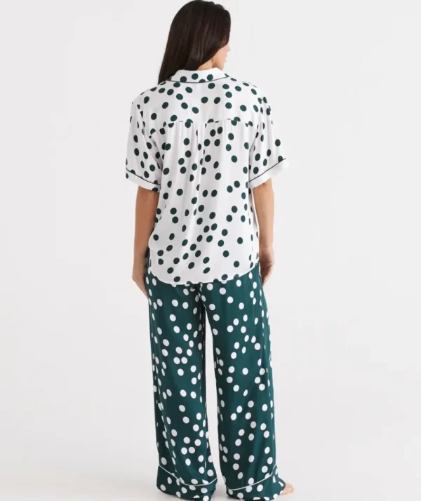 Sussan Contrast Spot Pyjama Set-Women Pyjama Sets