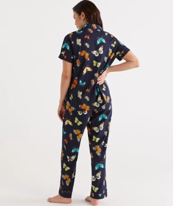 Sussan Cotton Butterfly Print Pyjama Set-Women Pyjama Sets