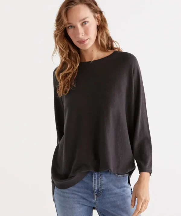 Sussan Cotton Curved Hem Pull Over-Women Knitwear