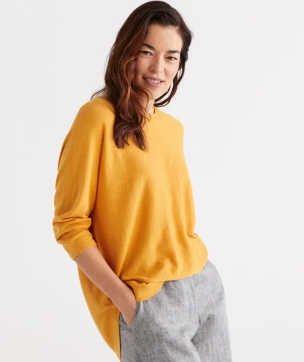 Sussan Cotton Curved Hem Pull Over-Women Knitwear