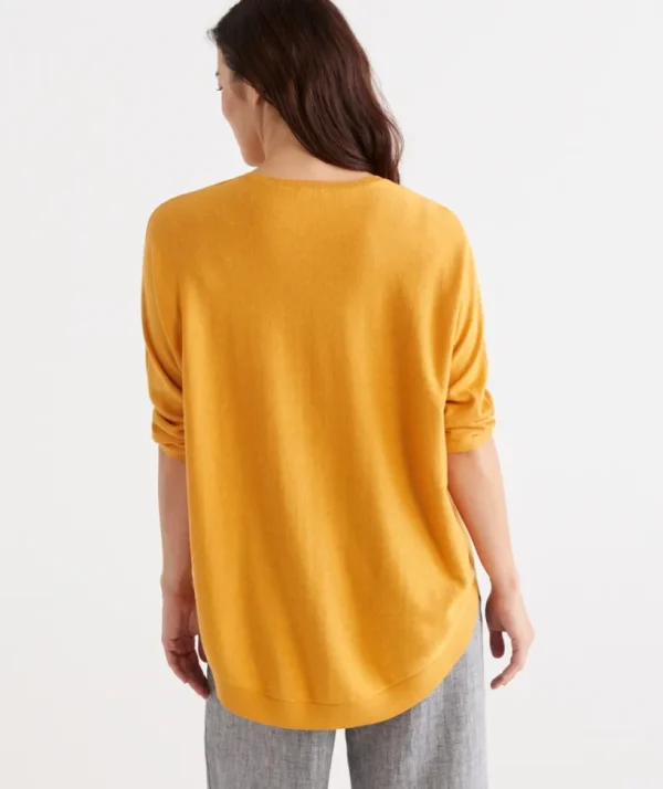 Sussan Cotton Curved Hem Pull Over-Women Knitwear