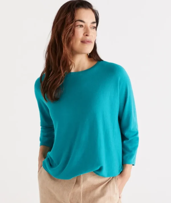 Sussan Cotton Curved Hem Pull Over-Women Knitwear