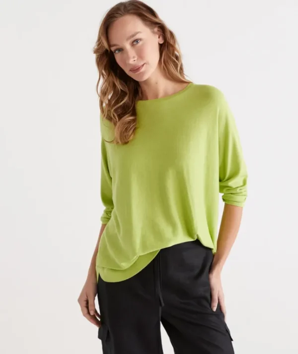 Sussan Cotton Curved Hem Pull Over-Women Knitwear