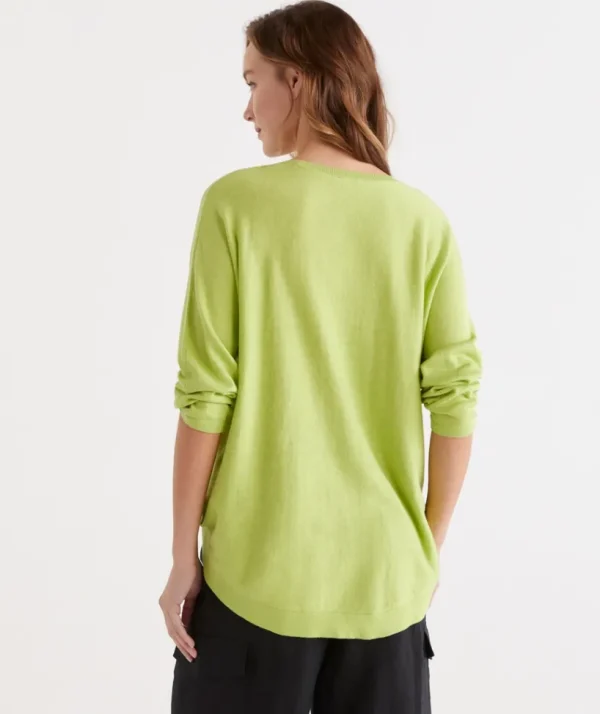 Sussan Cotton Curved Hem Pull Over-Women Knitwear