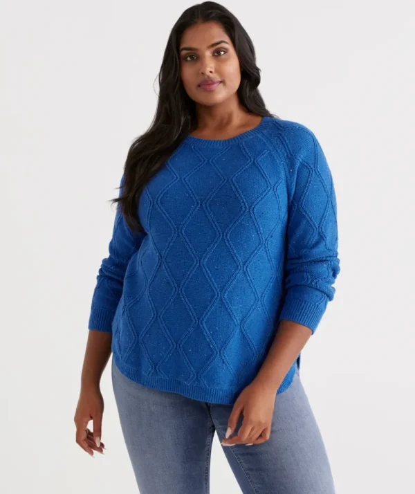 Sussan Cotton Nep Cable Pullover-Women Knitwear