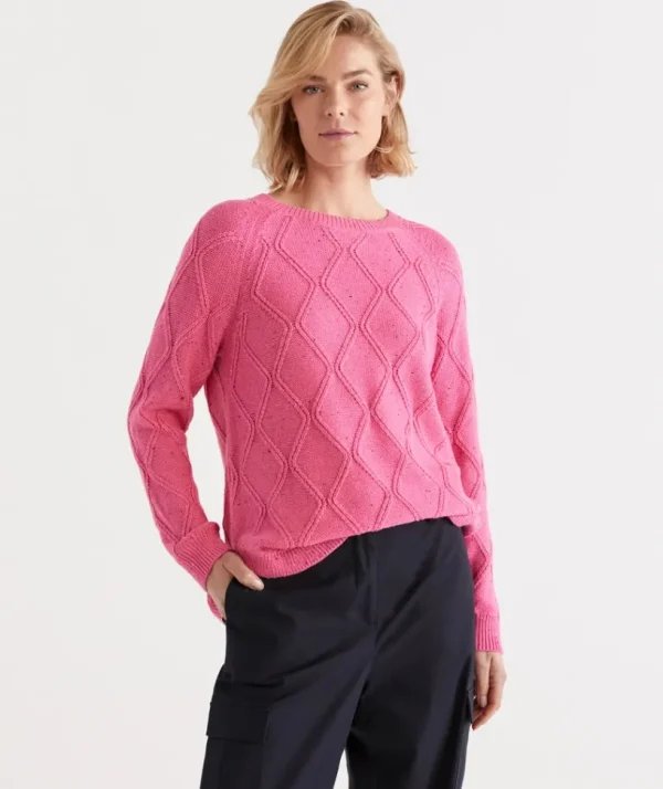 Sussan Cotton Nep Cable Pullover-Women Knitwear